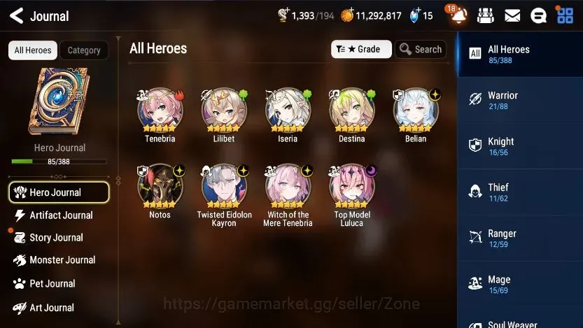 Epic Seven Accounts Starter Global Unverif|Starter 5ML(Notos,Belian,TMLuluca,TEKayron,WMTenebria)|PoH+Bless 1