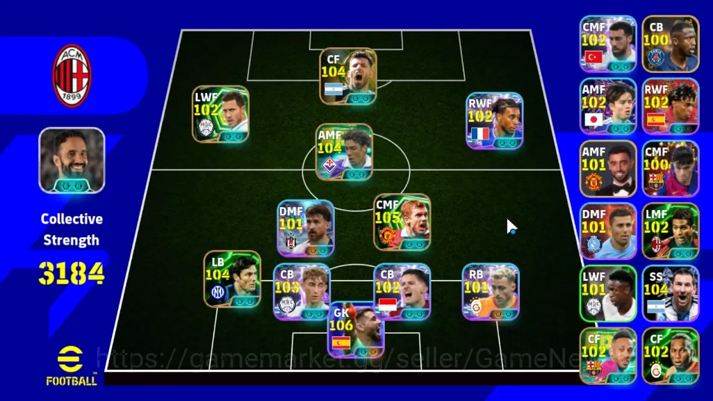 eFootball Accounts Others Android|Power 3184|Epic Paul Scholes,Rui Costa,Javier Zanetti,Sergio Aguero,Etc|ShowTime Unai 1