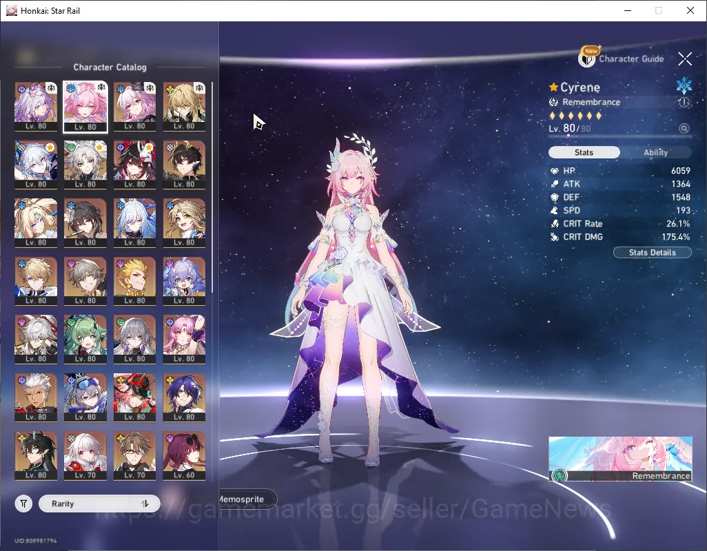 Honkai Star Rail Accounts Mid Game Asia|TL 70|22 Limited (Cyrene,Evernight,Feixiao,DHIL)+Sign 1