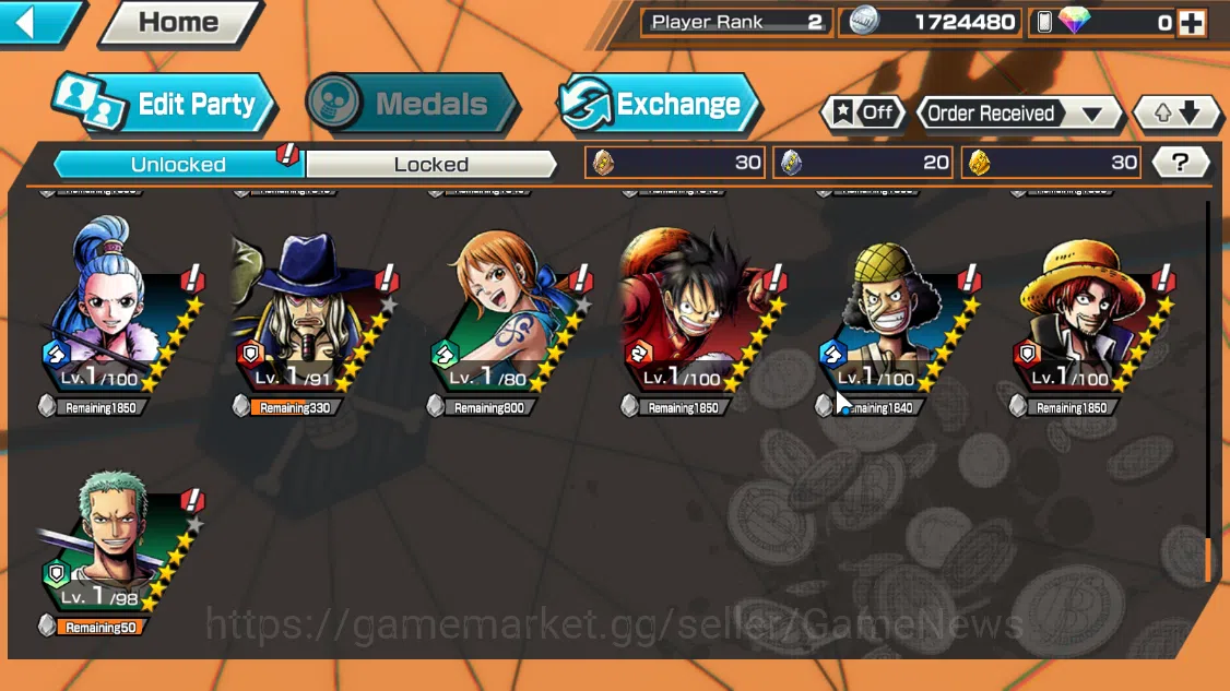 One Piece Bounty Rush Accounts Global|3EX|Winner Island Travalgar Law,T4Emperor T image 12