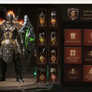Diablo Immortal Accounts High-End NA - High Heaven | 60 (460) Crusader - Slinger | CR 26751 | Reso 480 |Inverno III|Varog