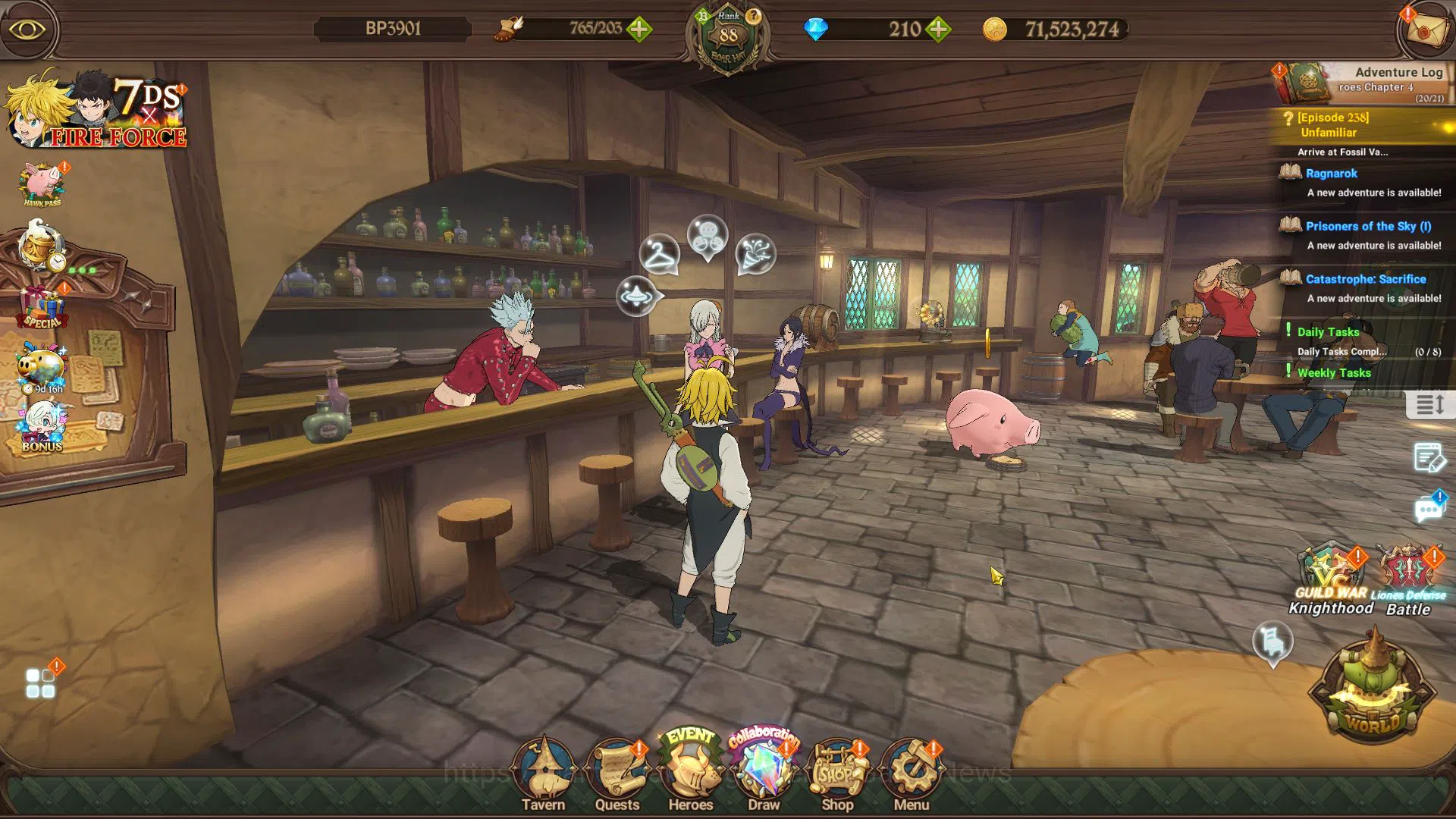 Asia|3,3M CC|110 L seal|210 DM|4 UR+Full Collab Fire Force,Konosuba|Merlin&Escanor,Thor,Gowther,DK Meliodas|Code Only (SDS3488) The Seven Deadly Sins: Grand Cross Midgame Asia|3,3M CC|110 L seal|210 DM|4 UR+Full Collab Fi image 1