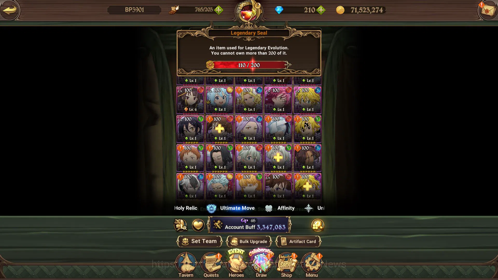 The Seven Deadly Sins: Grand Cross Accounts Midgame Asia|3,3M CC|110 L seal|210 DM|4 UR+Full Collab Fire 5