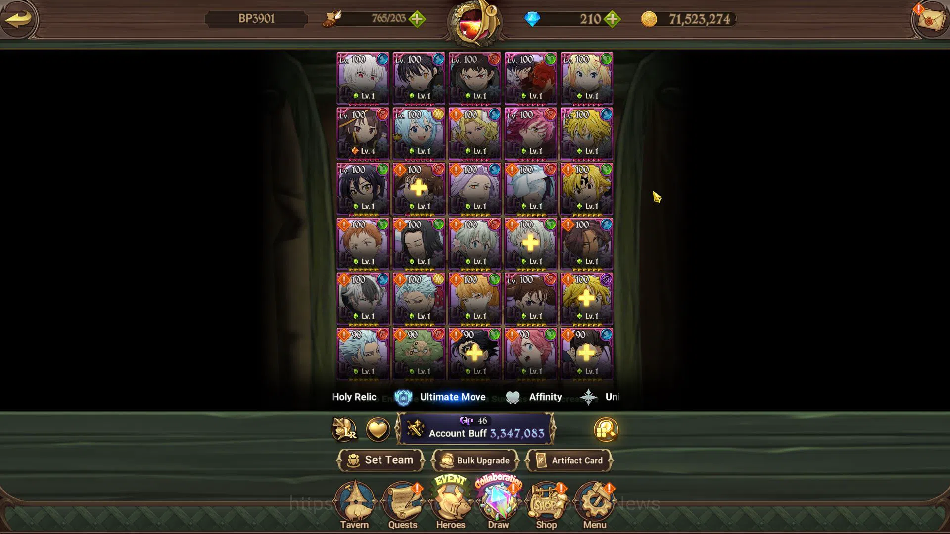 The Seven Deadly Sins: Grand Cross Accounts Midgame Asia|3,3M CC|110 L seal|210 DM|4 UR+Full Collab Fire 6