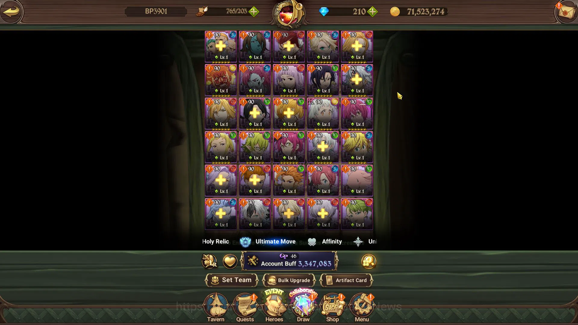 The Seven Deadly Sins: Grand Cross Accounts Midgame Asia|3,3M CC|110 L seal|210 DM|4 UR+Full Collab Fire 7