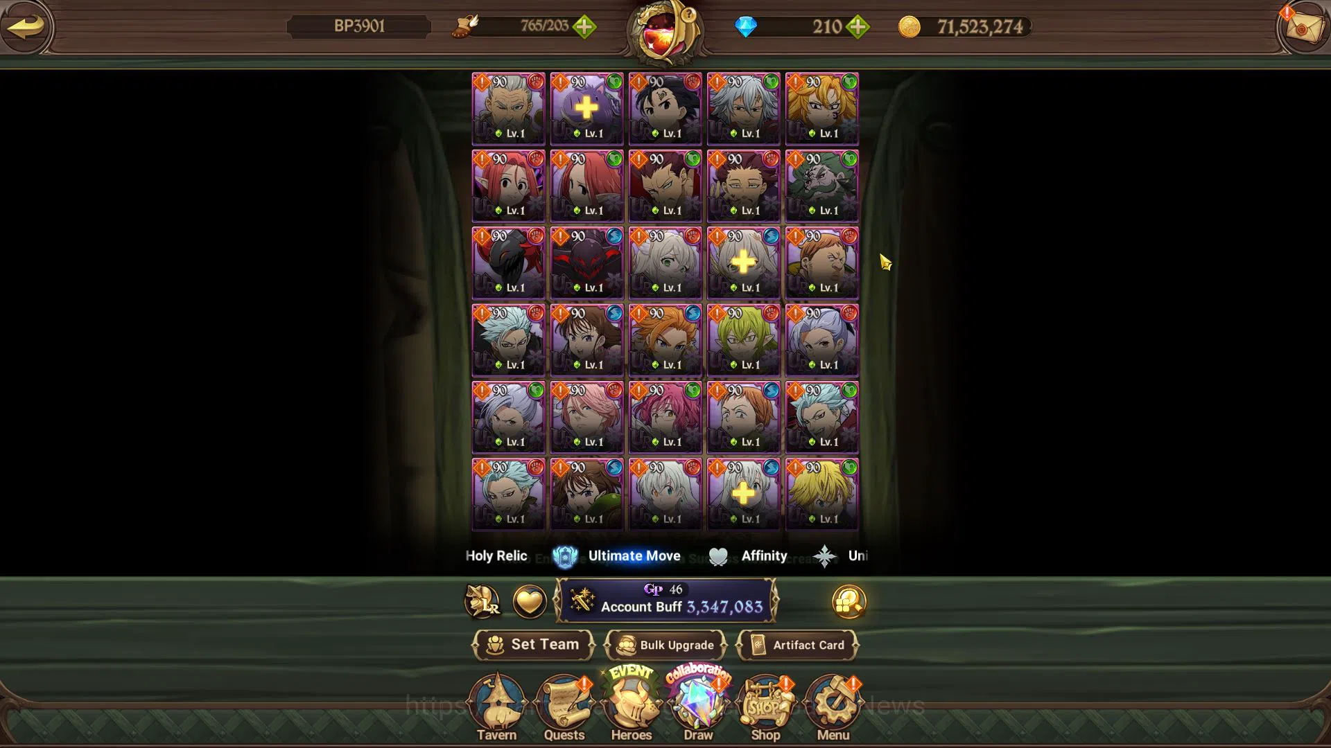 The Seven Deadly Sins: Grand Cross Accounts Midgame Asia|3,3M CC|110 L seal|210 DM|4 UR+Full Collab Fire 8