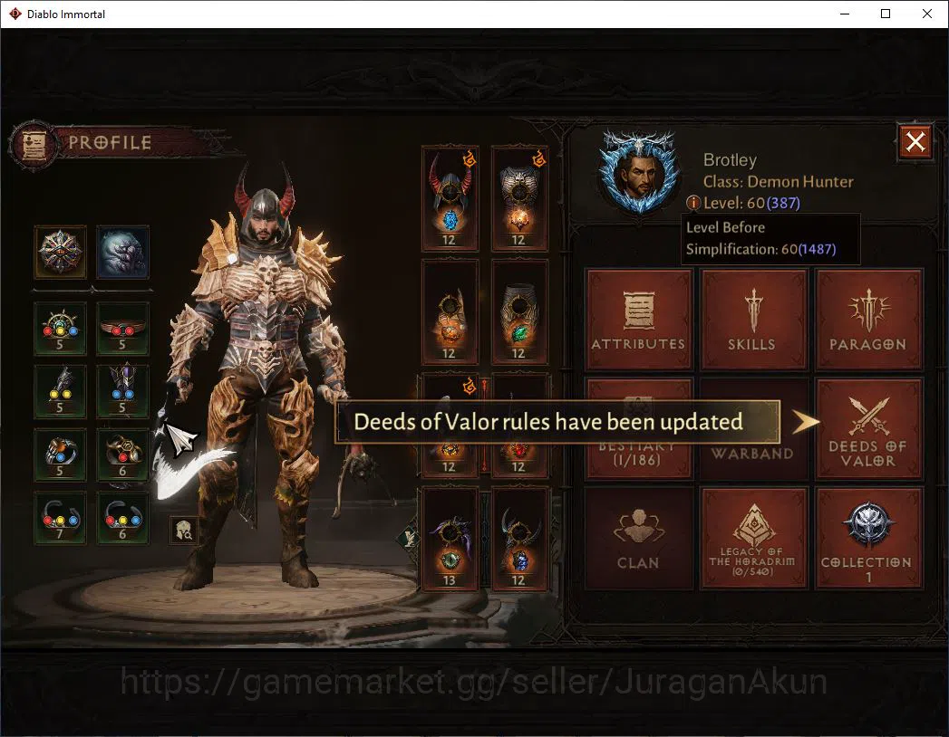 Diablo Immortal Accounts SA-Vasily |Lv60(387)Demon Hunter |32K CR|Reso 390| image 3