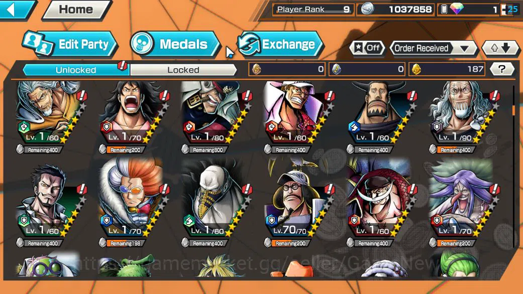 One Piece Bounty Rush Accounts Mid-Tier Global|4 EX|BP Kuzan,RO Roronoa Zoro,5Elder St.Saturn,AMS[Borsalino] |Rank 8