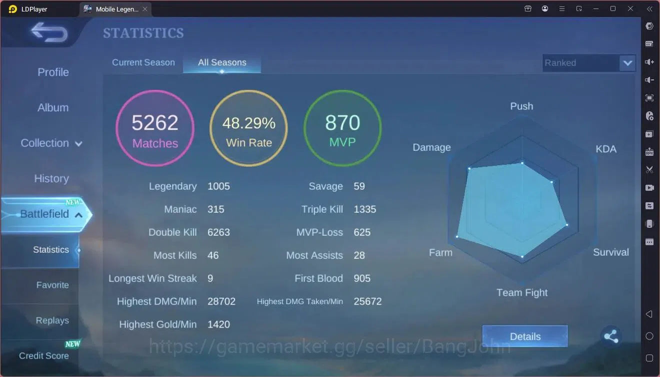Mobile Legends: Bang Bang Accounts Global|Hero 94|Skin 141|Expert|KOF Karina|CC Natal image 3