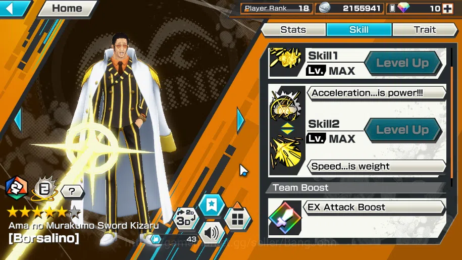 One Piece Bounty Rush Accounts Others GLOBAL|EX 6|PR 18|Borsalino,T4E Teach,T5E Saturn,Onigashima Zoro,etc|Log Bandai|Check 4
