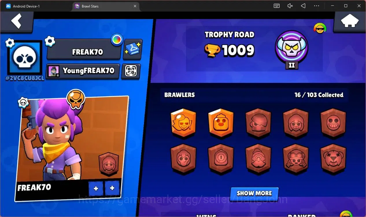 Brawl Stars Accounts Global |1009 Trophy|16 Brawler|3 Lv11 (Emz,Edgar,S image 2