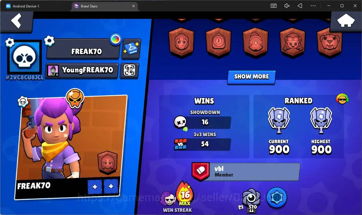 Brawl Stars Accounts Global |1009 Trophy|16 Brawler|3 Lv11 (Emz,Edgar,S image 3