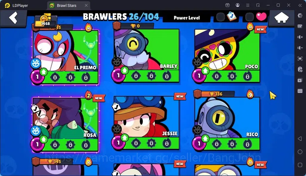 Brawl Stars Accounts Global |Trophy 1468 | Brawler 22, 1 Max with Supercharge| Skins 1 Mythic,6 Epic|Bling 8213|Protect 14