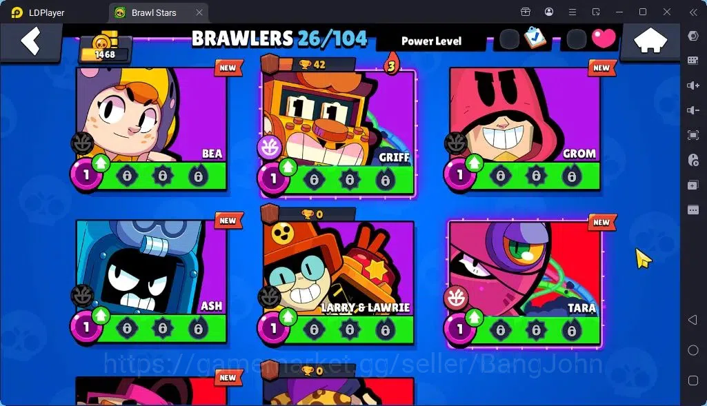 Brawl Stars Accounts Global |Trophy 1468 | Brawler 22, 1 Max with Supercharge| Skins 1 Mythic,6 Epic|Bling 8213|Protect 16