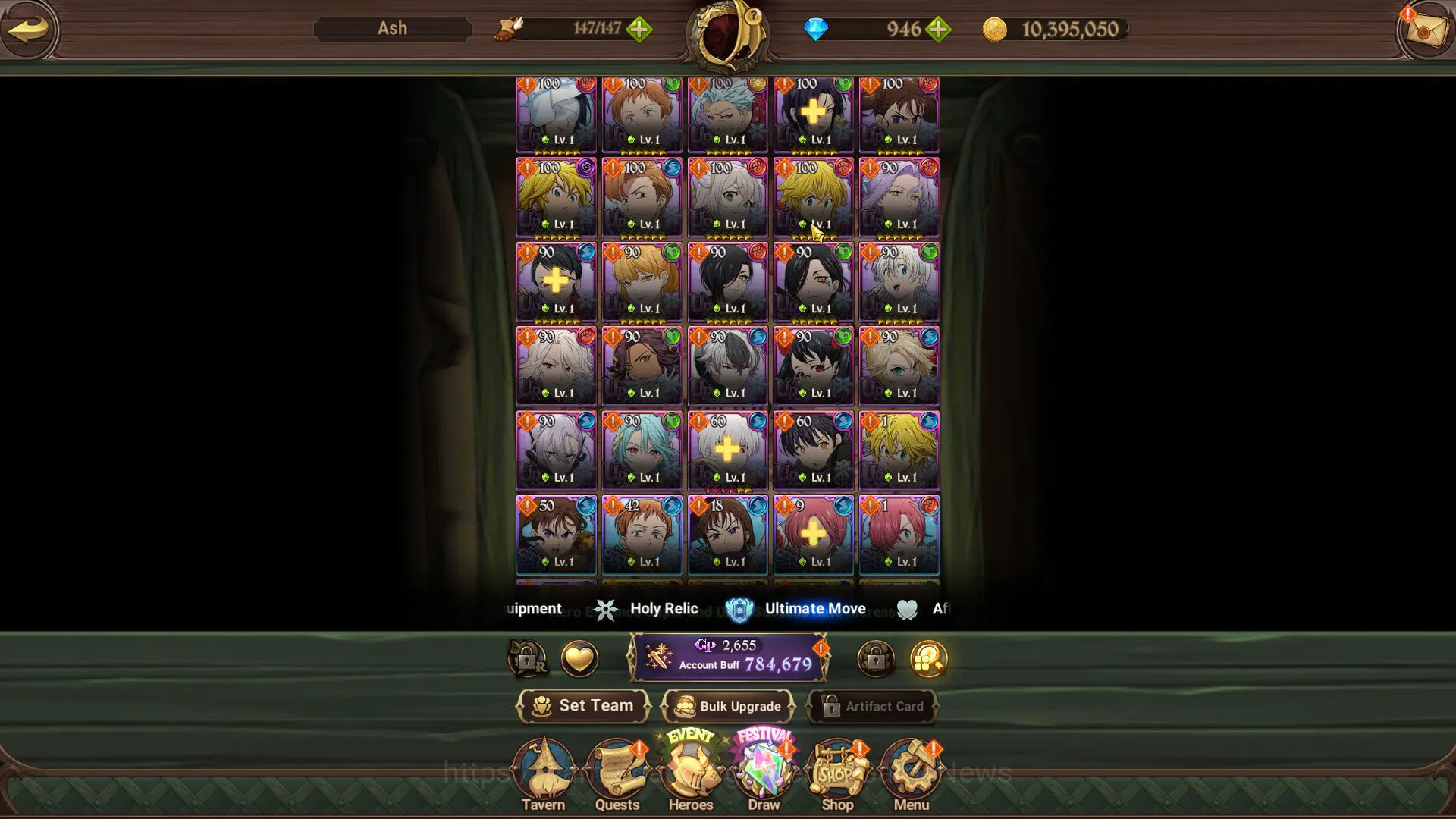 The Seven Deadly Sins: Grand Cross Accounts Starter Global |784 K CC|Starter CH 4|946 Dm| 1 UR+Collab FF | Demon King 5