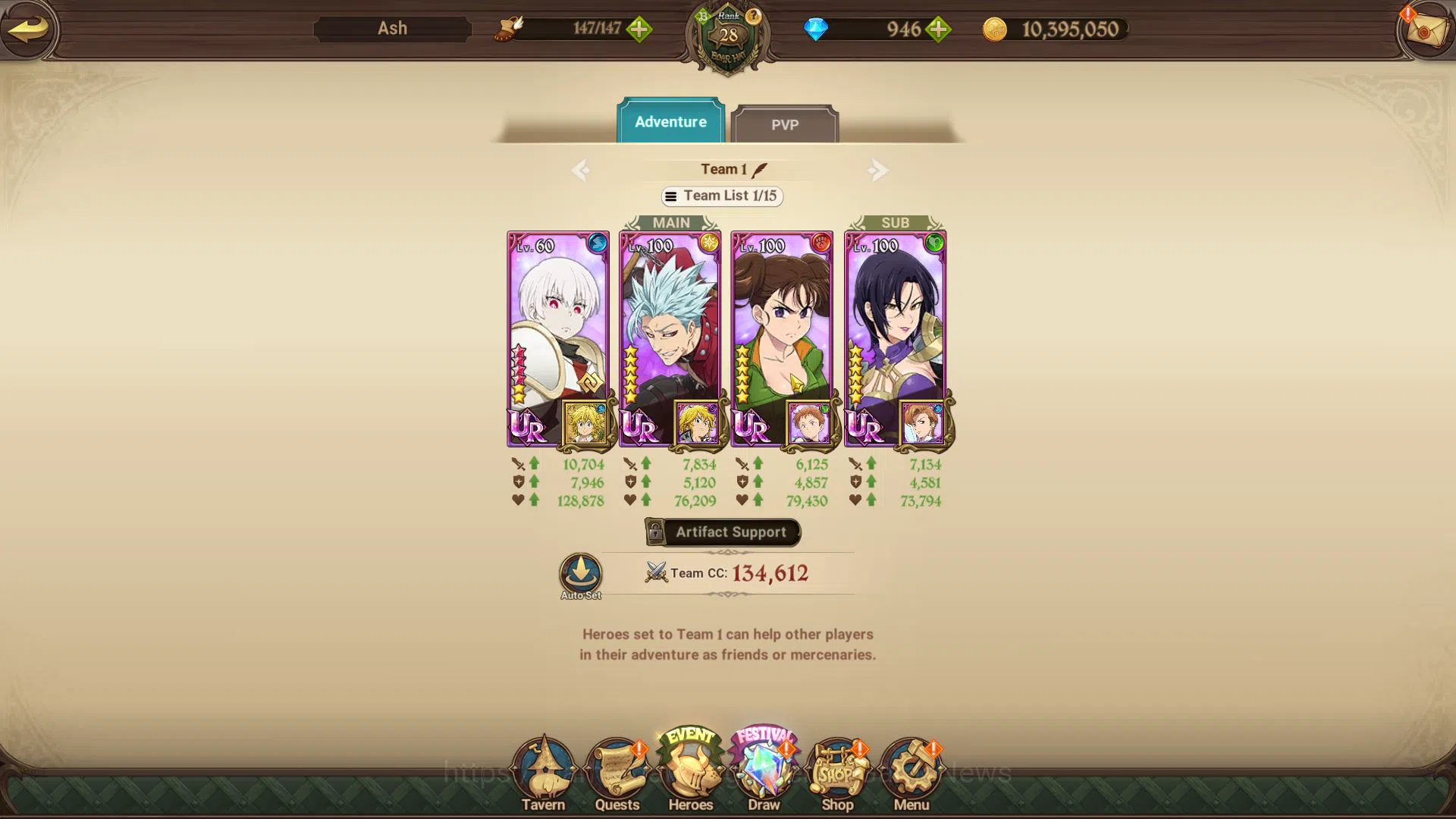 The Seven Deadly Sins: Grand Cross Accounts Starter Global |784 K CC|Starter CH 4|946 Dm| 1 UR+Collab FF | Demon King 6