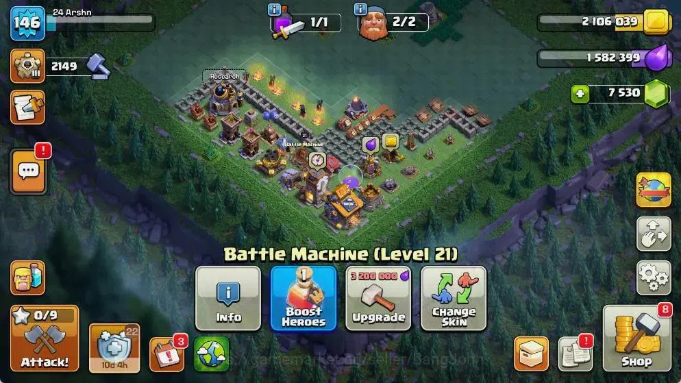 Clash of Clans Accounts Global |TH 18-BH 10|LVL 146|AQ 24 ,MP 10 ,GW 14 ,R image 19