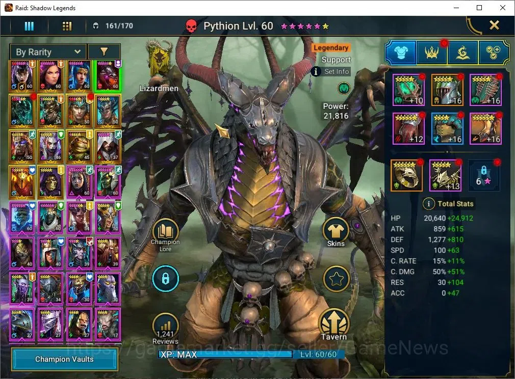 Raid: Shadow Legends Accounts Mid-Game Lv 54|1M Power|14 3
