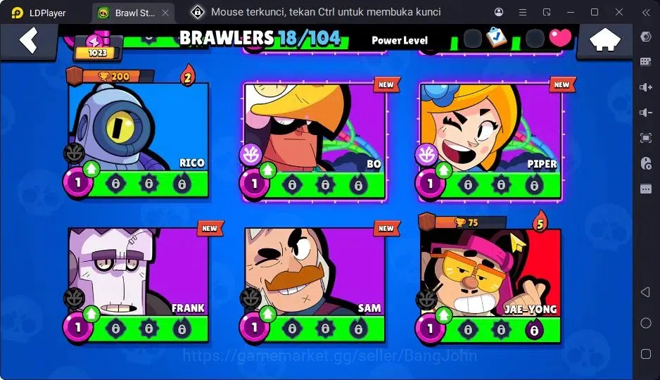 Brawl Stars Accounts Trophy 1023| 18 Brawler| 1 Max Hypercharge(Edgar)| 1 Mythic,1 Epic Skins| 1585 Bling | ProtectOff 14