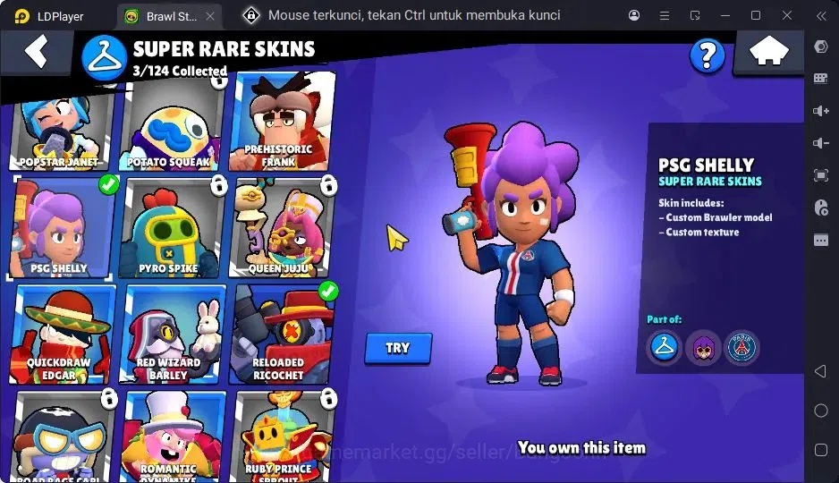 Brawl Stars Accounts Trophy 1023| 18 Brawler| 1 Max Hypercharge(Edgar)| 1 Mythic,1 Epic Skins| 1585 Bling | ProtectOff 5