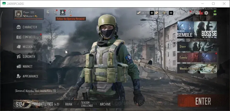 Arena Breakout Accounts Others MOBILE Lv30|SV 24,2M|CV 15M|Peace Set,Wire Set|AKM SS,AK-74N B,AKS-74U QS,Groza SS,SCAR-L 1