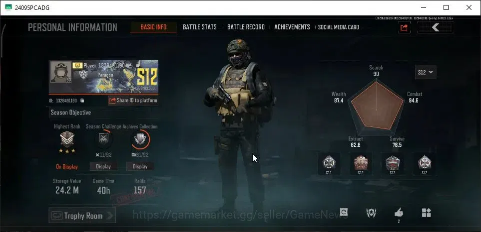 Arena Breakout Accounts Others MOBILE Lv30|SV 24,2M|CV 15M|Peace Set,Wire Set|AKM SS,AK-74N B,AKS-74U QS,Groza SS,SCAR-L 2