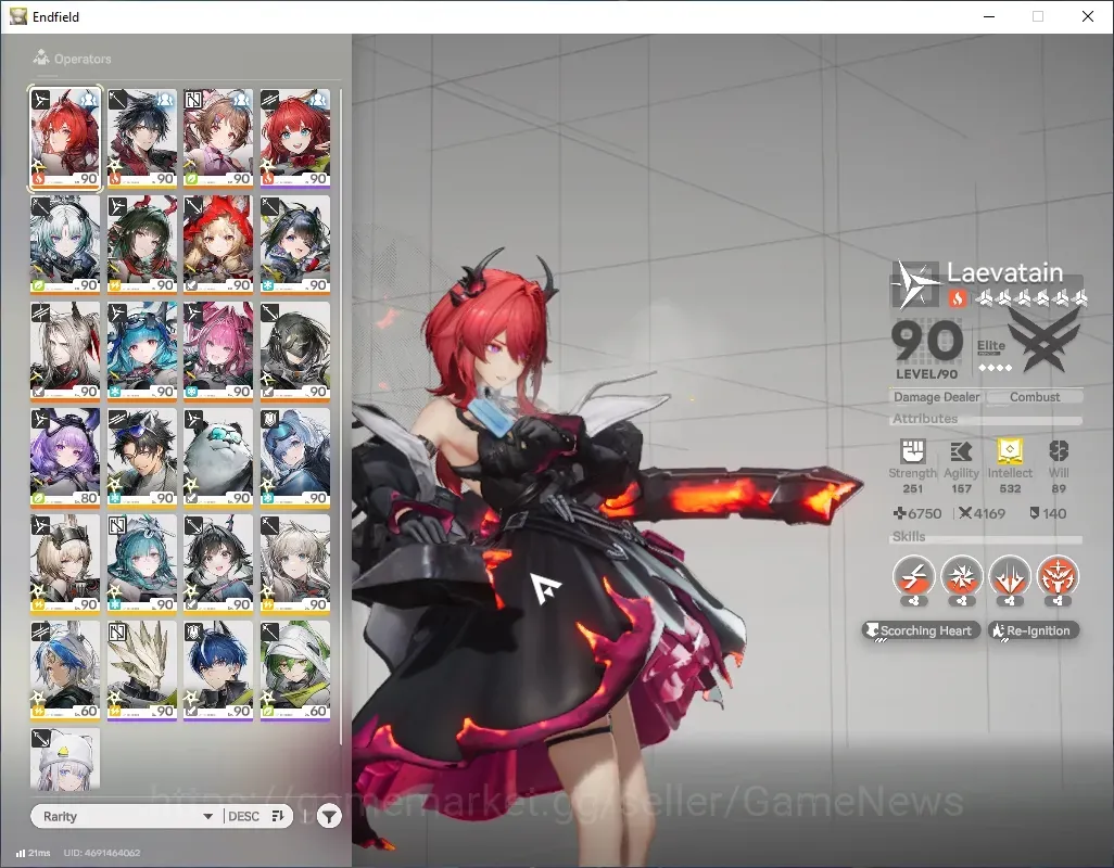 Arknights: Endfield Accounts ASIA|Lv 60|10 SSR 7 Limit + 18 (*5 Wp)|Laevatain P3+Sign 1