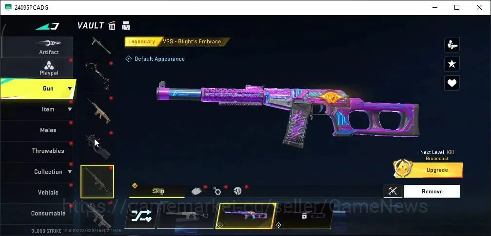 Blood Strike Accounts High-End ASIA|ETERNAL Kala Whisper|11 Legendary [M4A1 Venom,Vector Violet,Desert Eagle,URB 17