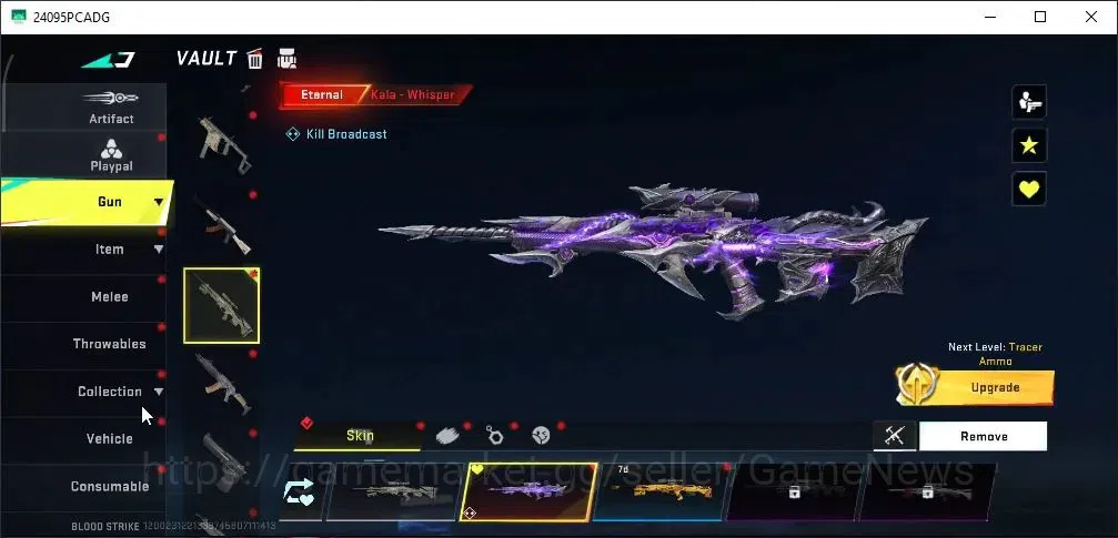 Blood Strike Accounts High-End ASIA|ETERNAL Kala Whisper|11 Legendary [M4A1 Venom,Vector Violet,Desert Eagle,URB 8