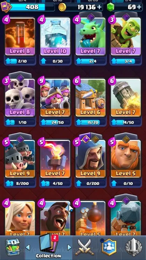 Clash Royale Accounts High-End Lv 408|KTL 9|Trophy 3107|Limited Skin|Card 57/122|4 EVO 0 Hero|1 Champ 3 Legend 8 Epic 19 16
