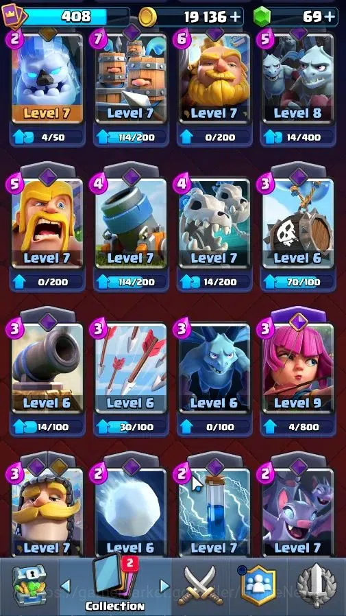 Clash Royale Accounts High-End Lv 408|KTL 9|Trophy 3107|Limited Skin|Card 57/122|4 EVO 0 Hero|1 Champ 3 Legend 8 Epic 19 18