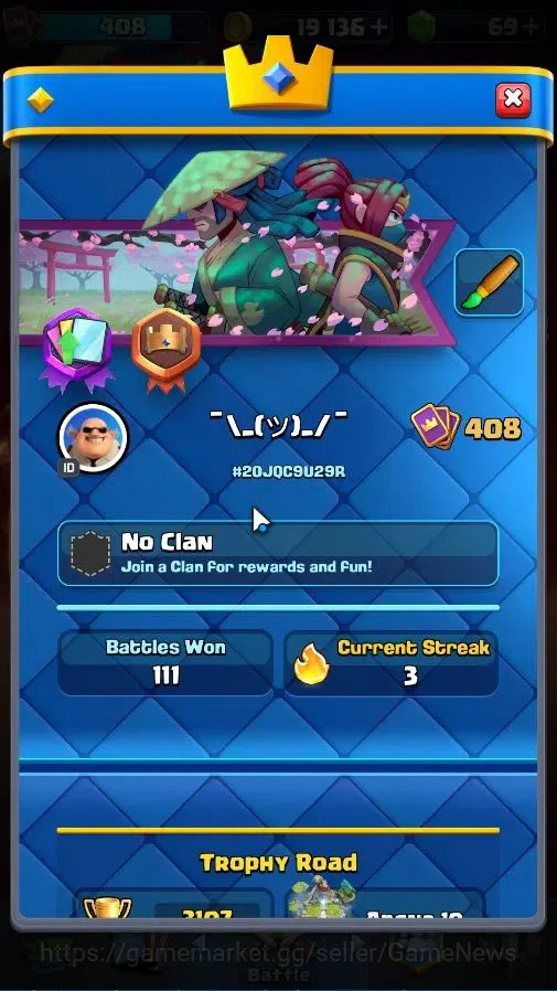 Clash Royale Accounts High-End Lv 408|KTL 9|Trophy 3107|Limited Skin|Card 57/122|4 EVO 0 Hero|1 Champ 3 Legend 8 Epic 19 2