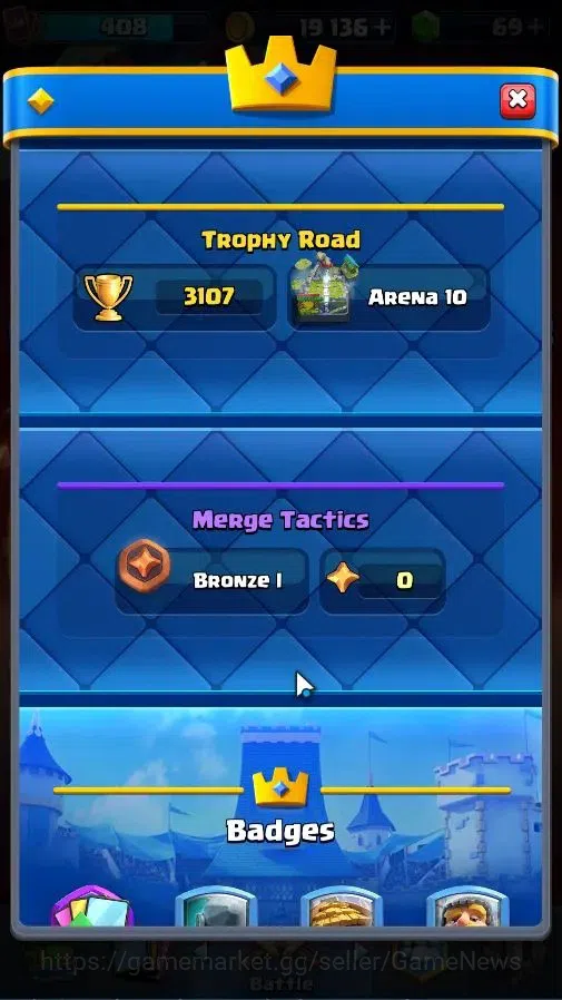 Clash Royale Accounts High-End Lv 408|KTL 9|Trophy 3107|Limited Skin|Card 57/122|4 EVO 0 Hero|1 Champ 3 Legend 8 Epic 19 3