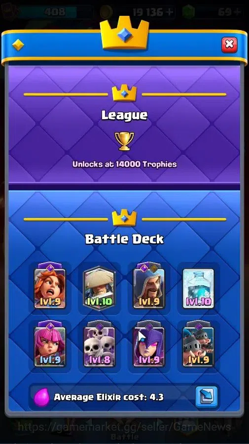 Clash Royale Accounts High-End Lv 408|KTL 9|Trophy 3107|Limited Skin|Card 57/122|4 EVO 0 Hero|1 Champ 3 Legend 8 Epic 19 5