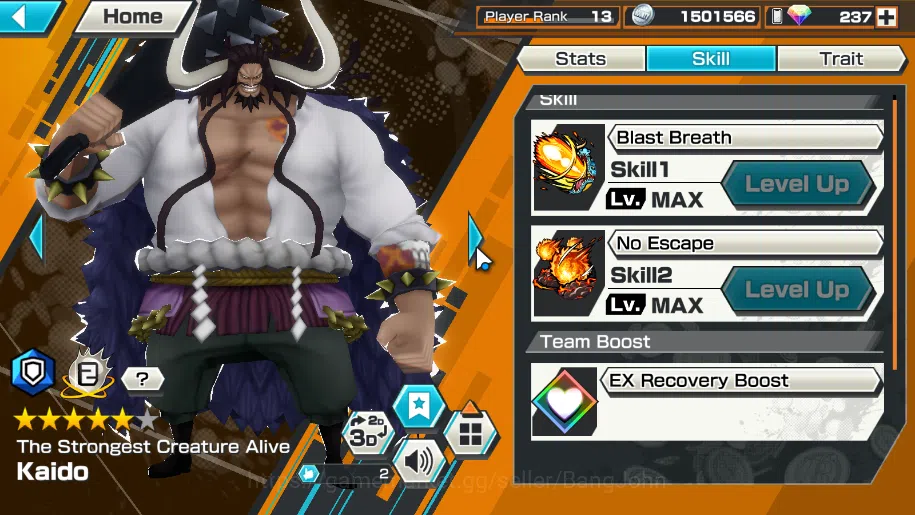 One Piece Bounty Rush Accounts GLOBAL| 6 EX FR shanks, FZ zephyr, CA kaido, hero  image 7
