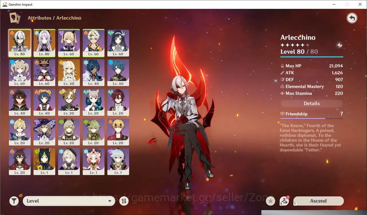 Genshin Impact Accounts Others ASIA|AR43|2 Limit (Arlecchino,Citlali)+char STD (bennet,etc)|Reuni on|1(*5Wpn) Skyward 1