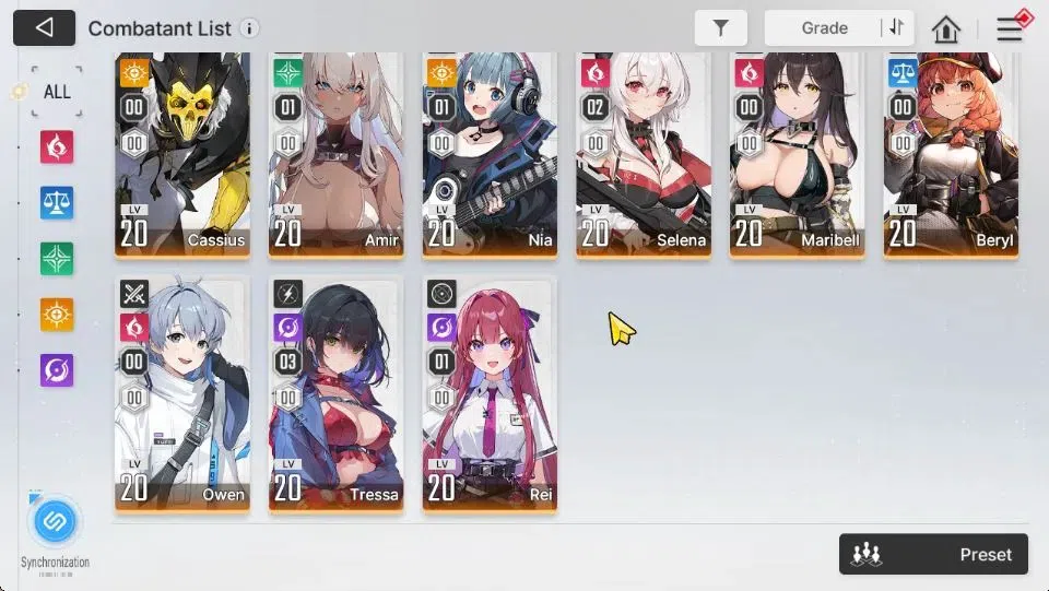 Chaos Zero Nightmare Accounts GLOBAL Lv33|5 SSR[Mei Lin+Sign,Diana,Tiphera,Yuki,Luke]+10 SR[SelenaM2,NiaM1,Etc]|1 SSR 4