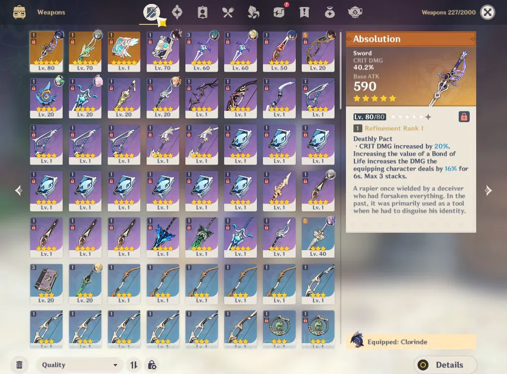 Genshin Impact Accounts ASIA|AR 52|3 Limited +6(*5Weapon)|(Clorinde,Alhaih image 4