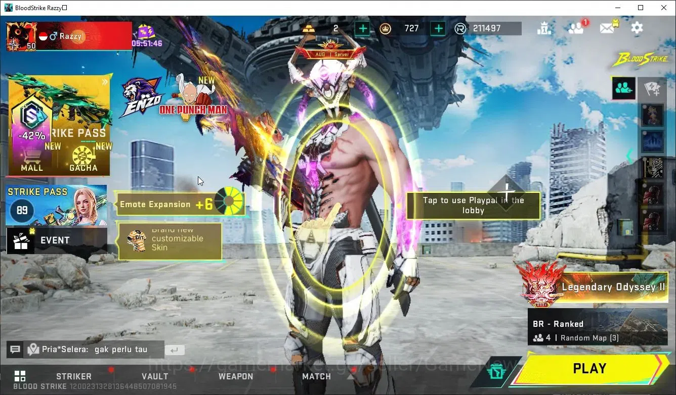 Blood Strike Accounts Collab Skin ASIA|ETERNAL DEagle+MELEE-Kukri|Collab Enzo-Kraken,TR Takemichi,MCX,FN2K+ 3 Collabs|35 1
