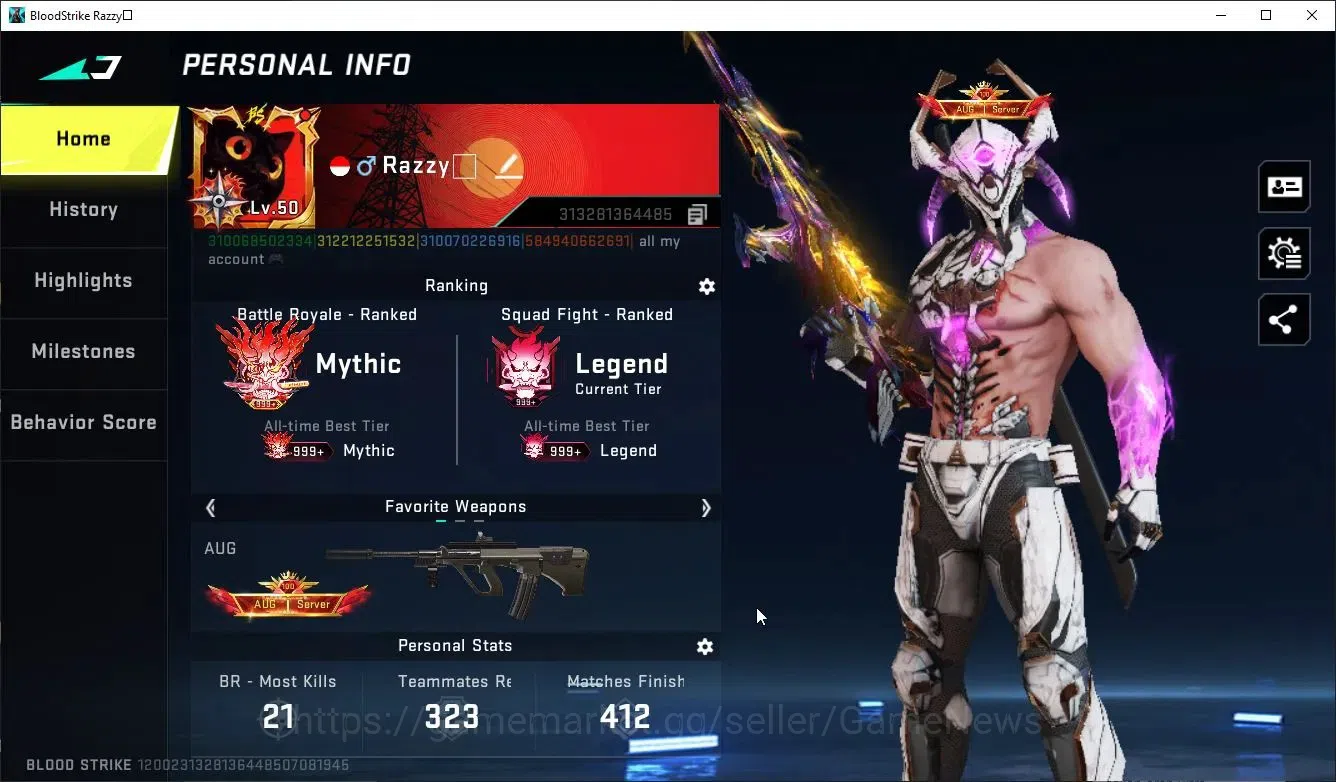 Blood Strike Accounts Collab Skin ASIA|ETERNAL DEagle+MELEE-Kukri|Collab Enzo-Kraken,TR Takemichi,MCX,FN2K+ 3 Collabs|35 2