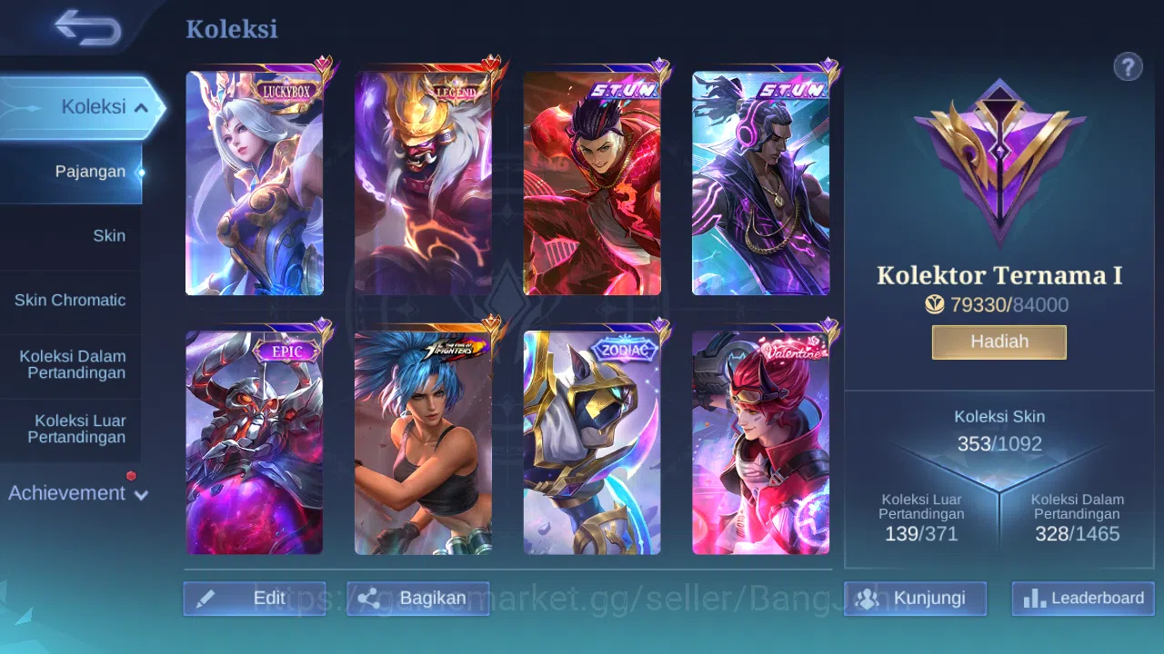 Mobile Legends: Bang Bang Accounts Others Hero 131 Skin 353 | Legend Franco | Stunt Chou, Brody | Luckybox Selena | Zodiac 12