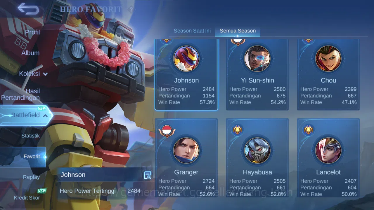 Mobile Legends: Bang Bang Accounts Others Hero 131 Skin 353 | Legend Franco | Stunt Chou, Brody | Luckybox Selena | Zodiac 17