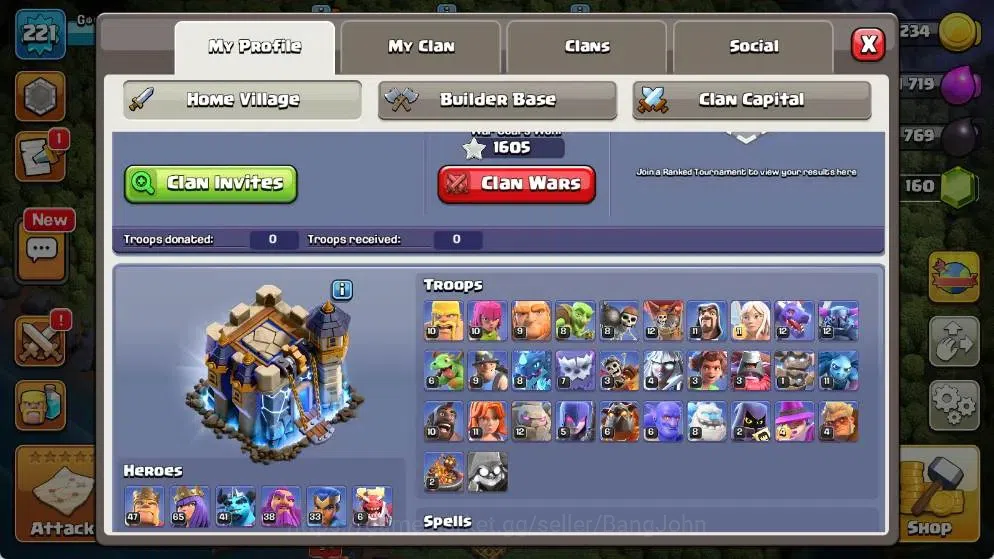 Clash of Clans Accounts High-End Global |TH 18-BH 10|LVL 221| AQ 65 ,MP 41 ,GW 38 ,RC 33 ,BK 57,DD 6|BM 34|Limited Skin BK 1