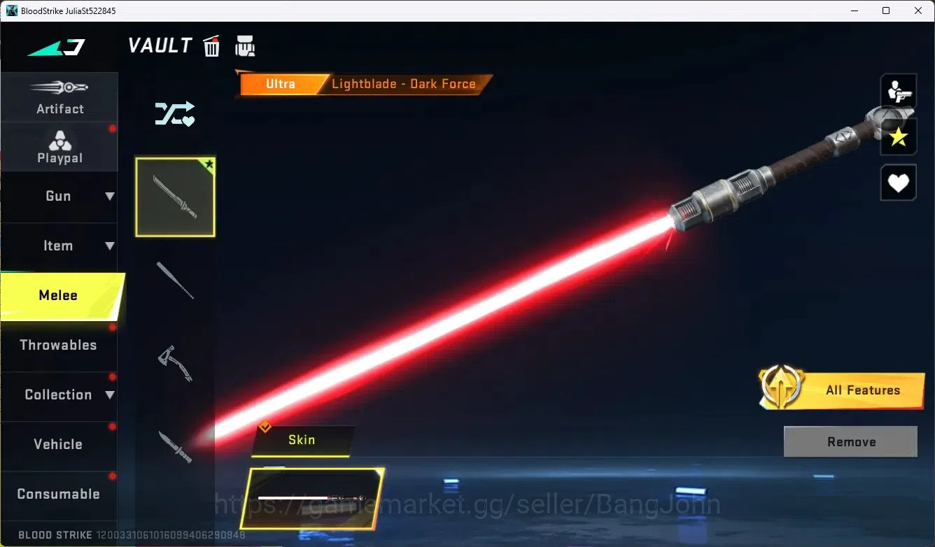 Blood Strike Accounts ASIA | Ultra Melee: Lightblade - Dark Force | Lege image 5