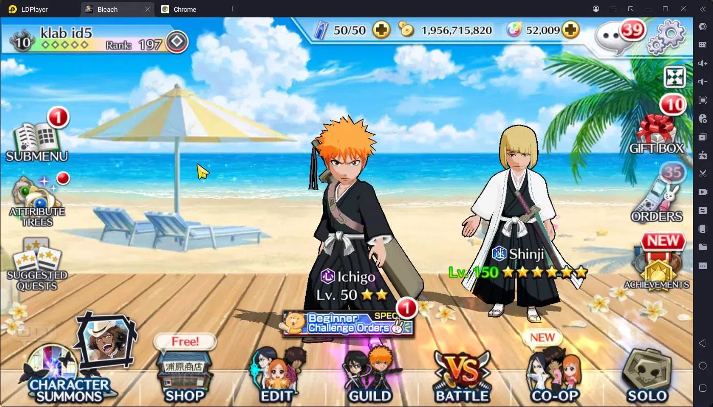 Bleach: Brave Souls Accounts Starter GLOBAL |52K ORB|IchigoDreamTeam,Rukia10th,Ichigo10th,Byakuya 3