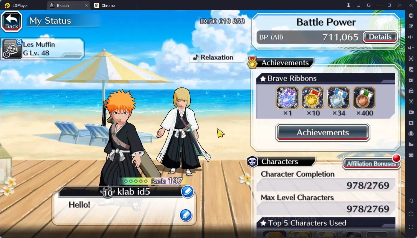Bleach: Brave Souls Accounts Starter GLOBAL |52K ORB|IchigoDreamTeam,Rukia10th,Ichigo10th,Byakuya 4