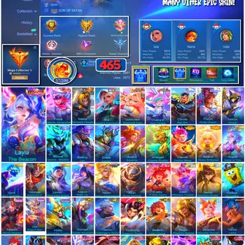 Mobile Legends: Bang Bang Collector #3811 465 Skins | Legends Layla & Freya | Collecto image 1