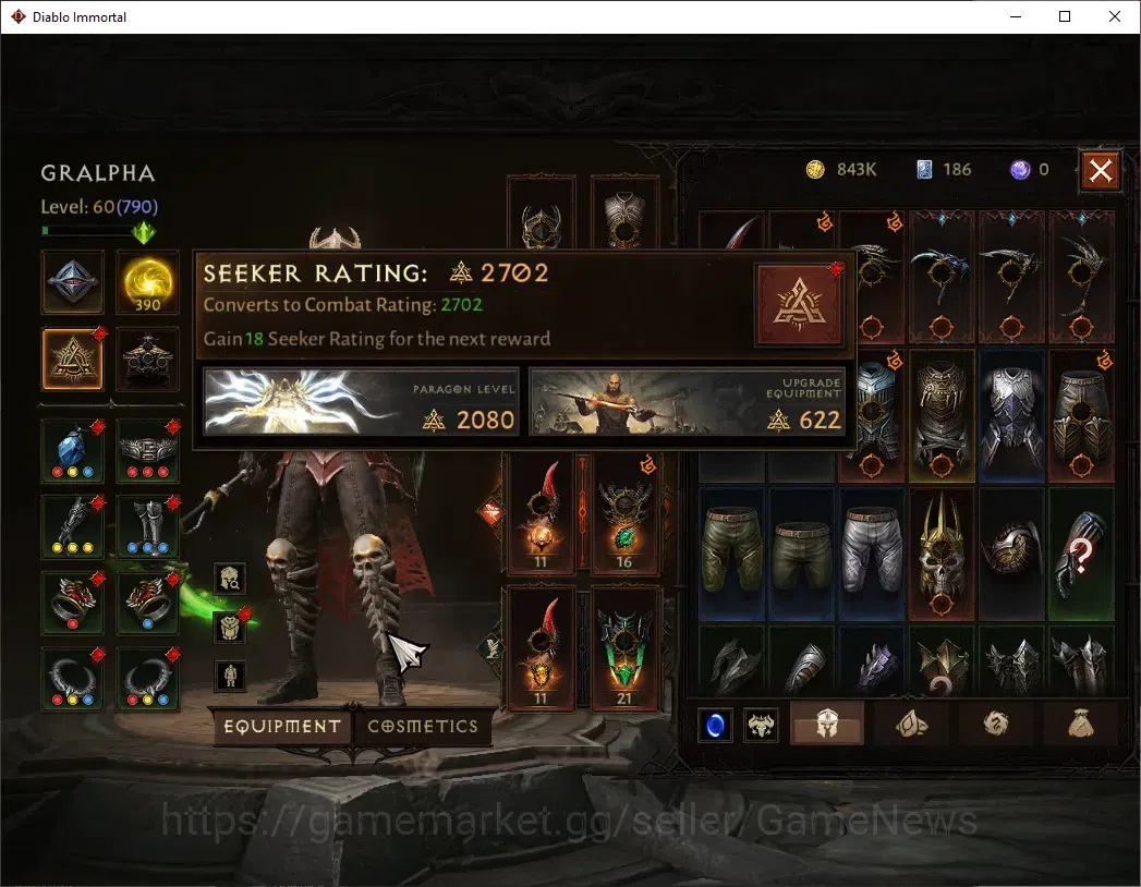 Diablo Immortal Accounts SEA - Verathiel|CS ON|Lv 60 (790)|Necromancer|CR 4 image 5
