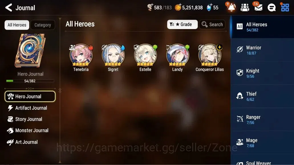 Epic Seven Accounts Starter Global|Starter|1M(CLilias)+Tenebria,Sigret,Estelle|PoH+Bless ON|5.2M Gold|333 CB|Energy 1