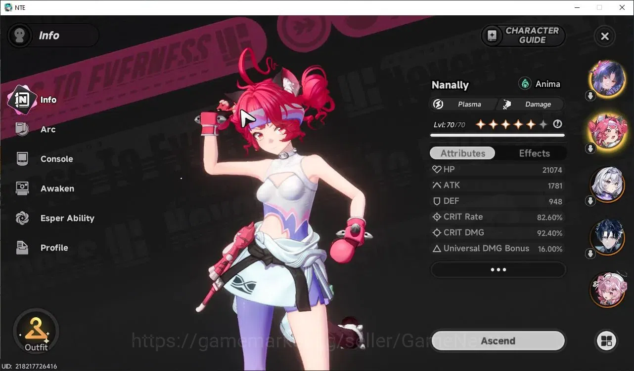Neverness to Everness Accounts GLOBAL SEA|HL 50|TL 39|8 SSR 3 Limited [(Hotori,Nanally)+Outfit,Chaos]+Sign|Porsche 918 2